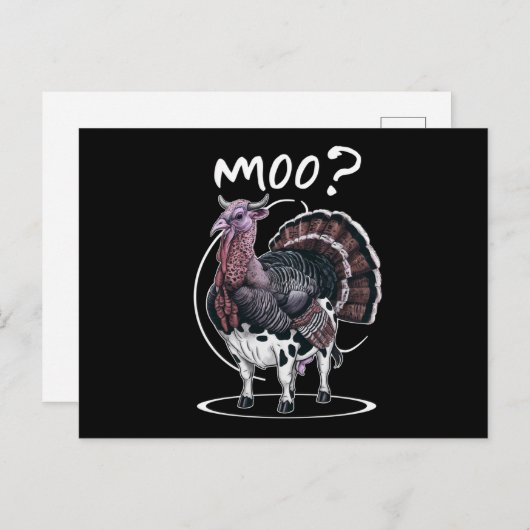 Dankzegging Grappige Kalkoen Koe Moo Herfst Feestdagenkaart (Voorkant / Achterkant)