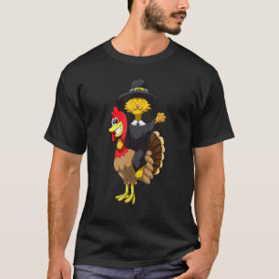 Dankzegging Grappige Kat Kalkoen Pelgrim Ontwerp K T-shirt