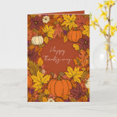Dankzegging Herfst Pompoen Groeten Kaart (Gele Bloem)