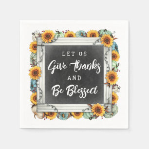 Dankzegging Herfst Zonnebloemen Familie Diner Servet