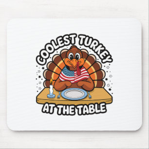 Dankzegging Koelste Kalkoen Aan Tafel Dankzegging Muismat