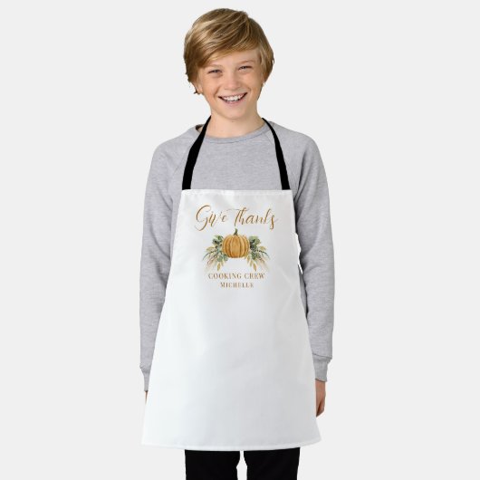 Dankzegging Pompoen Dankbaarheid Kookploeg Kindere Schort (Gedragen)