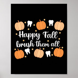 Dankzegging Tandarts Gelukkig Herfst Poets Tanden Poster