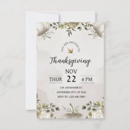 Dankzegging vieren met onze rustieke diner uitnodi kaart