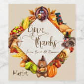 Dankzeggings Thanksgiving-cadeau Wijn Etiket (Enkel label)