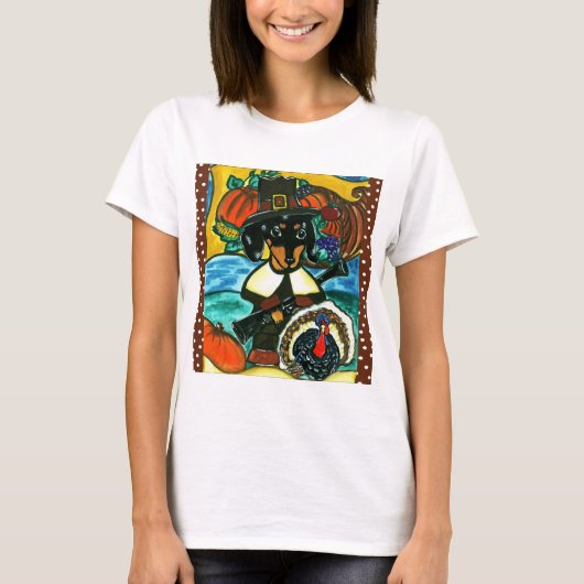 Dankzeggingsdag Dachshund T-shirt (Voorkant)