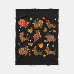 Dankzeggingsdag Dachshund Weiner Dog Schattige Pom Fleece Deken