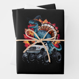 Dankzeggingsdag Dinosaurus T-Rex Monstertruck Inpakpapier Vel