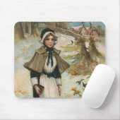 Dankzeggingsdaggroeten met een pelgrimsvrouw muismat (Met muis)