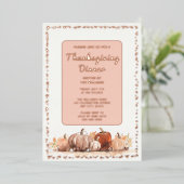 Dankzeggingsdiner Feest Pompoenen Herfst Folie Uitnodiging (Staand Voorkant)