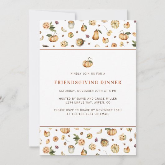 Dankzeggingsdiner Herfst Pompoen Thanksgiving Kaart (Voorkant)