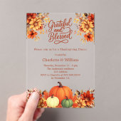 Dankzeggingsdiner oranje pompoen bloemen helder acryl uitnodigingen (Insitu (Draagbaar))