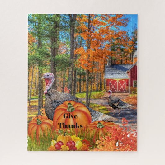 Dankzeggingslandschap met wilde kalkoen / Feestdag Legpuzzel (Verticaal)
