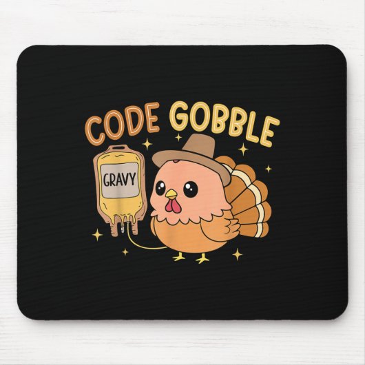 Dankzeggingsverpleegster Code Gobble Grappige Kalk Muismat (Voorkant)