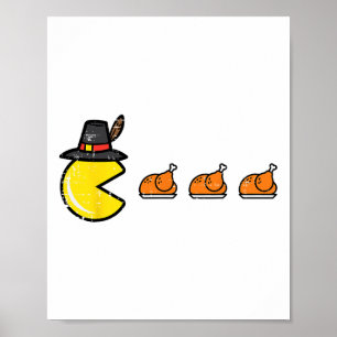 Dankzeggingsvideospel Eet Turkije Gamer Mannen Wo Poster