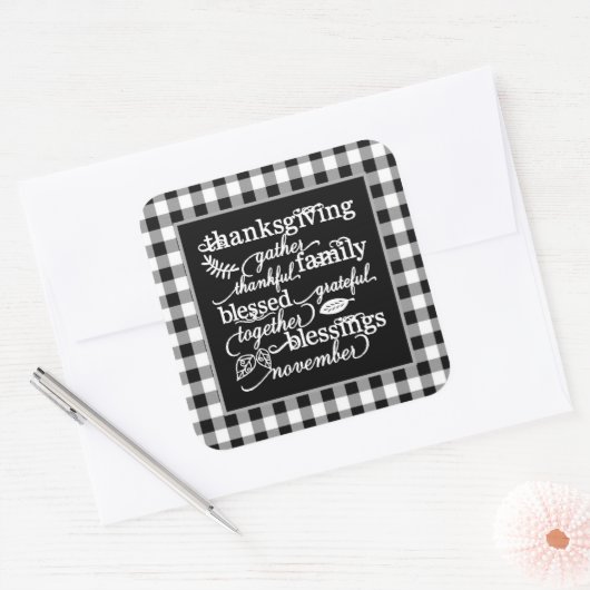 Dankzeggingswoorden Vierkante Sticker (Envelop)