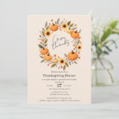Dankzeging Herfstkrans Thanksgiving Uitnodiging (Staand voorkant)
