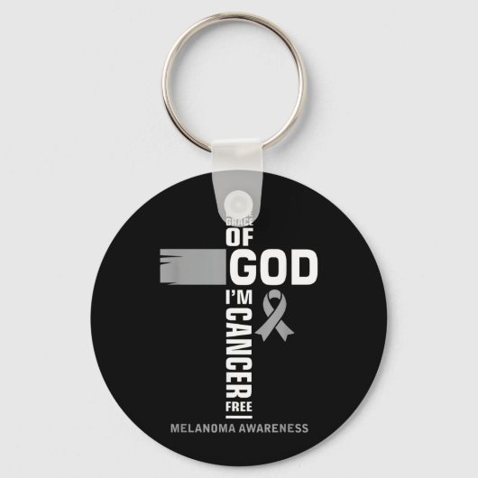 Dankzij Gods Genade Ben Ik Melanoom Kanker Overlev Sleutelhanger (Voorkant)