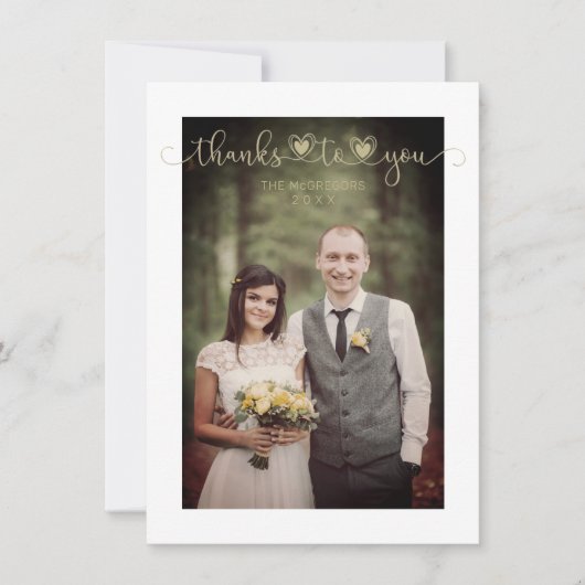 Dankzij Jou Trouwdag Goud Aangepast Whimsical Scri (Voorkant)