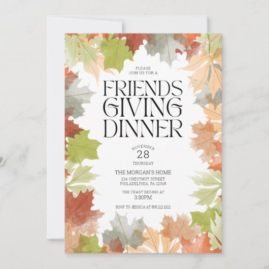 Dankzittingsdiner Herfstbladeren Rustiek Diner Kaart (Voorkant)