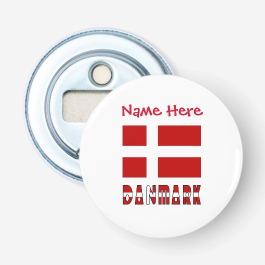 Danmark Dannebrog Personalization  Button Flesopener (Voorkant)