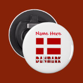 Danmark Dannebrog Personalization Button Flesopener