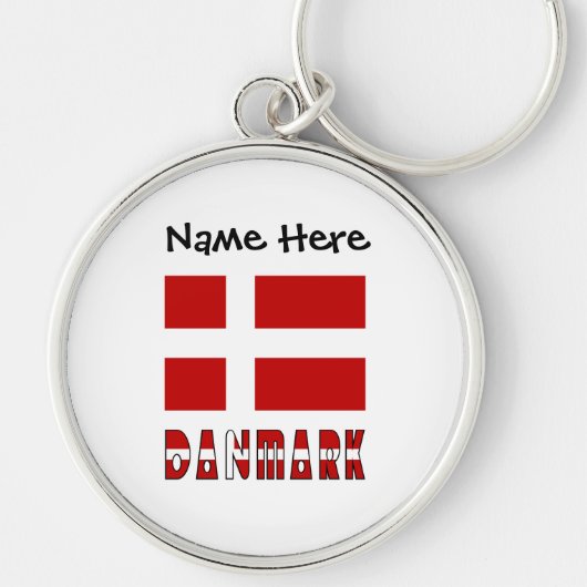 Danmark en Dannebrog Persoonlijk Sleutelhanger (Voorkant)