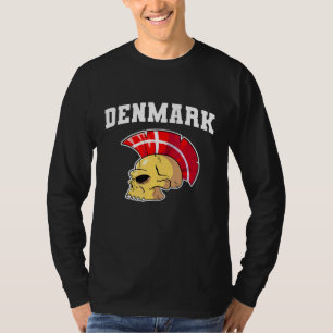 Danmark Flag Mohawk Skull Nationaal Denemarken Tea T-shirt