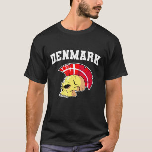 Danmark Flag Mohawk Skull Nationaal Denemarken Tea T-shirt