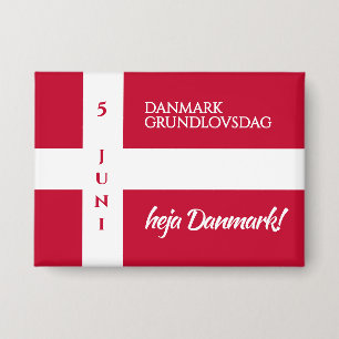 Danmark Grundlovsdag Deense nationale dag vlag Button