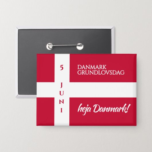 Danmark Grundlovsdag Deense nationale dag vlag Button (Voorkant / Achterkant)