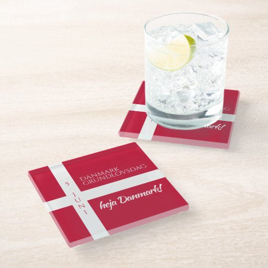 Danmark Grundlovsdag Deense nationale dag vlag Glazen Onderzetter (Schuin)