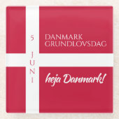 Danmark Grundlovsdag Deense nationale dag vlag Glazen Onderzetter (Voorkant)