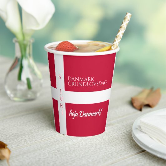 Danmark Grundlovsdag Deense nationale dag vlag Papieren Bekers (Insitu)