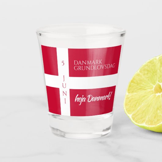 Danmark Grundlovsdag Deense nationale dag vlag Shot Glas (Voorkant)