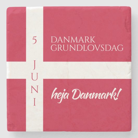 Danmark Grundlovsdag Deense nationale dag vlag Stenen Onderzetter (Voorkant)