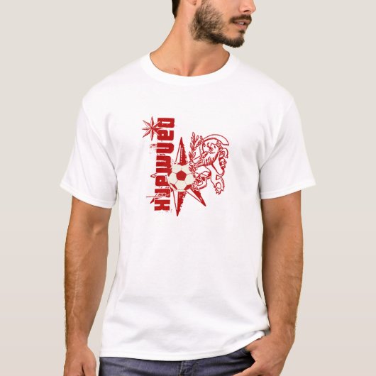 Danmark kunstwerk soccer grunge lion afbeelding t-shirt (Voorkant)