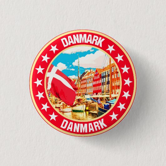 Danmark Ronde Button 3,2 Cm (Voorkant)