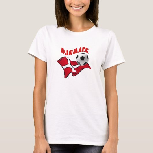 Danmark soccer fudbold flag of Denmark versnelling T-shirt (Voorkant)
