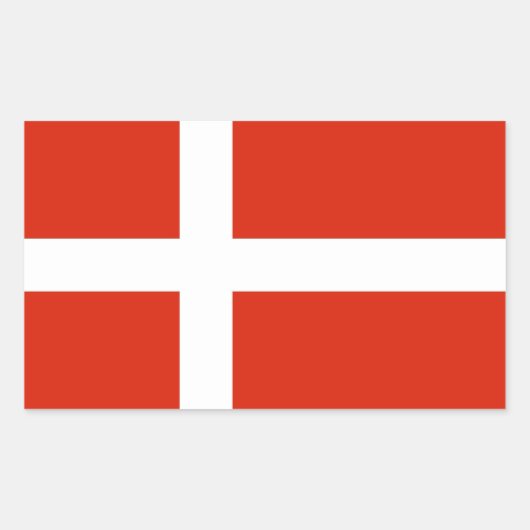 Dannebrog; de officiële vlag van Denemarken Rechthoekige Sticker (Voorkant)