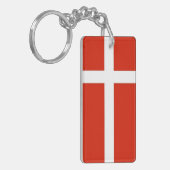 Dannebrog; de officiële vlag van Denemarken Sleutelhanger (Voorkant Links)