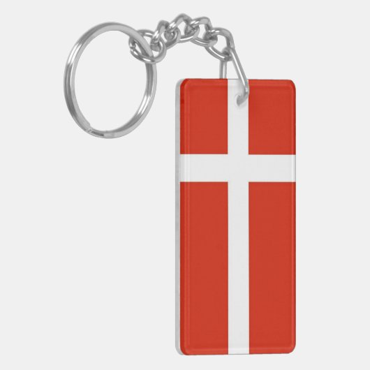 Dannebrog; de officiële vlag van Denemarken Sleutelhanger (Voorkant Links)