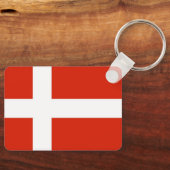 Dannebrog; de officiële vlag van Denemarken Sleutelhanger (Voorkant)