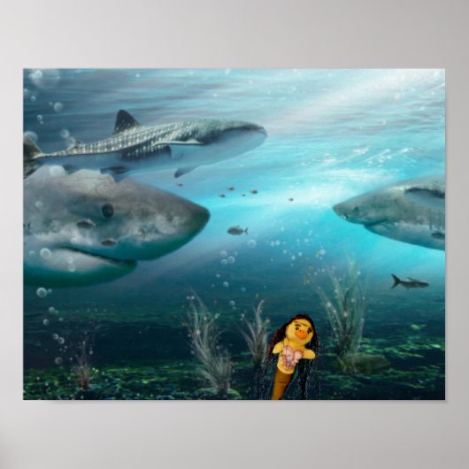 Danni the Mermaid en haar haaienvrienden Poster (Voorkant)