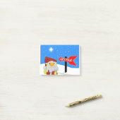 Danny Duck als Kerstman gaat naar de Noordpool. Post-it® Notes (Op bureau)