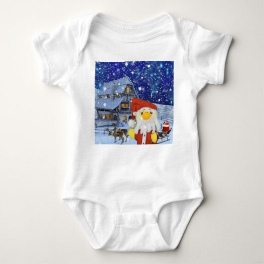 Danny Duck als kerstman op de Noordpool Baby Bodys Romper (Voorkant)