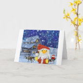 Danny Duck als Kerstman op de Noordpool Kaart (Gele Bloem)