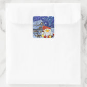 Danny Duck als Kerstman op de Noordpool Vierkante Sticker (Tas)