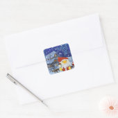 Danny Duck als Kerstman op de Noordpool Vierkante Sticker (Envelop)