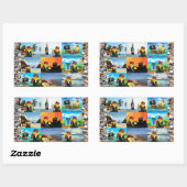 Danny Duck de Piraat Collage Rechthoekige Sticker (Vel)